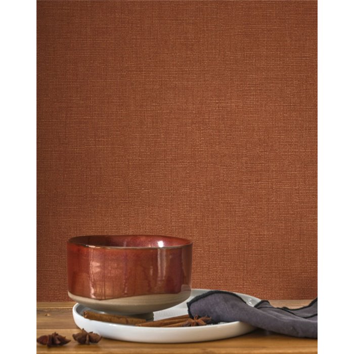 Papier peint lin orange rouille - Casadeco Caractere 201173553