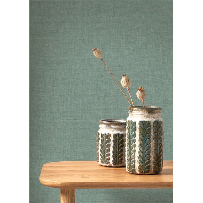 Papier peint lin bleu topaze - Casadeco Caractere 201176363