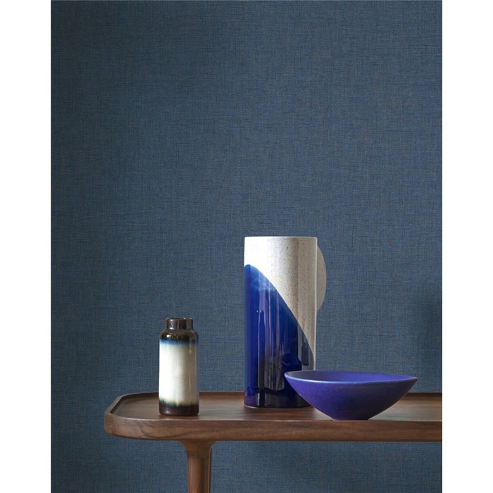 Casadeco|Leinentapete ultramarinblau|Textilimitation