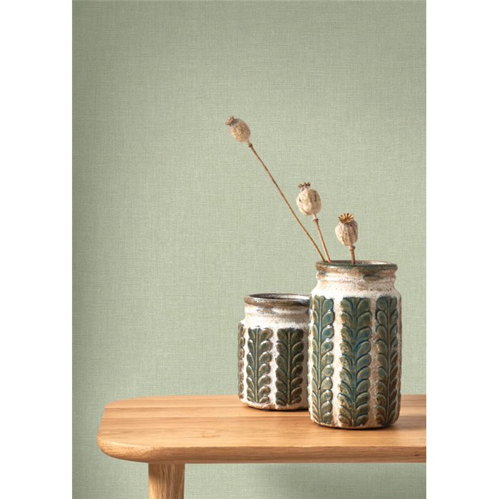 Papier peint lin vert opaline - Casadeco Caractere 201177117