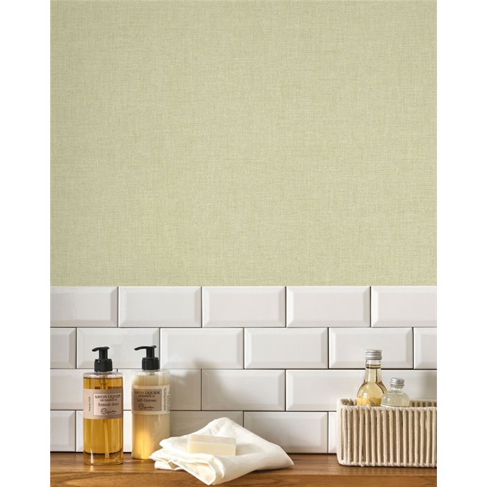 Papier peint lin vert tilleul - Casadeco Caractere 201177171