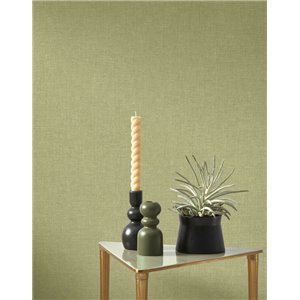 Casadeco|Papel pintado lino verde taiga|Imitacion Tela 2