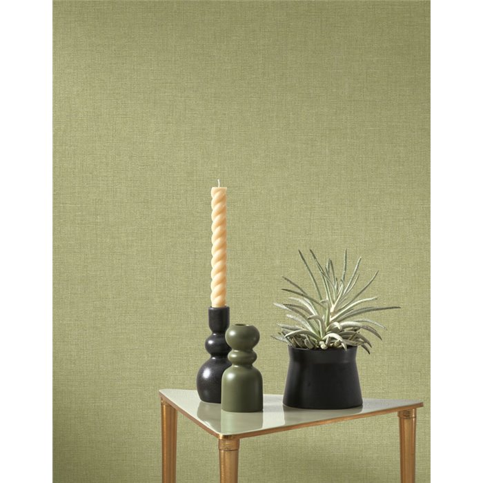 Casadeco|Leinentapete teeblattgrün|Textilimitation