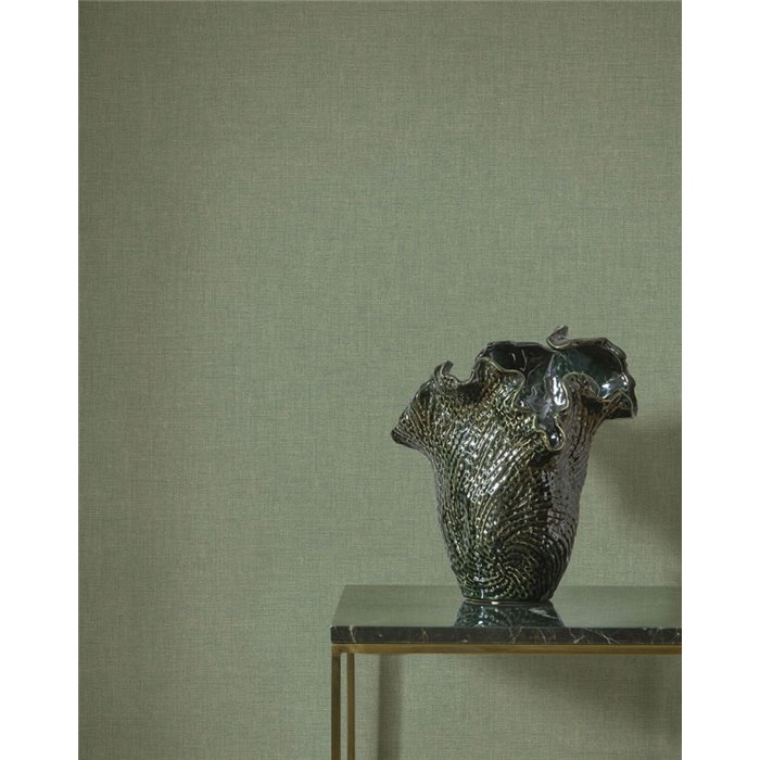 Casadeco|Leinentapete eucalyptusgrün|Textilimitation