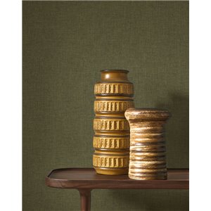 Linen wallpaper olive green - Casadeco Caractere 201177373 2