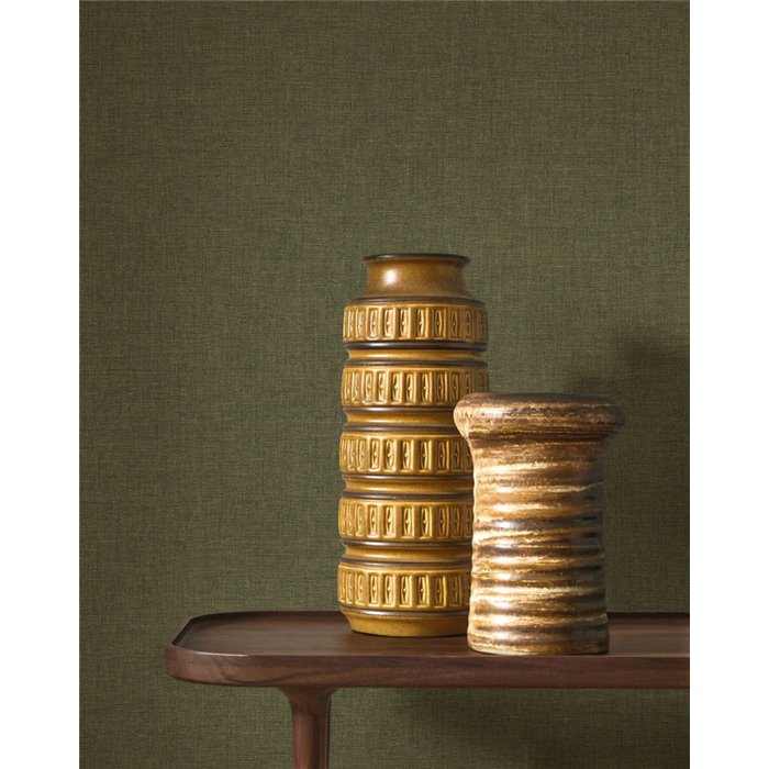 Papier peint lin vert taïga - Casadeco Caractere 201177997