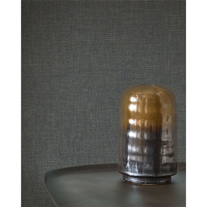 Casadeco|Papel pintado lino gris pizarra|Imitacion Tela