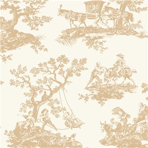 Papier peint Toile de Jouy classique blanc noir - Casadeco Les Belles Toiles de Jouy 201699310