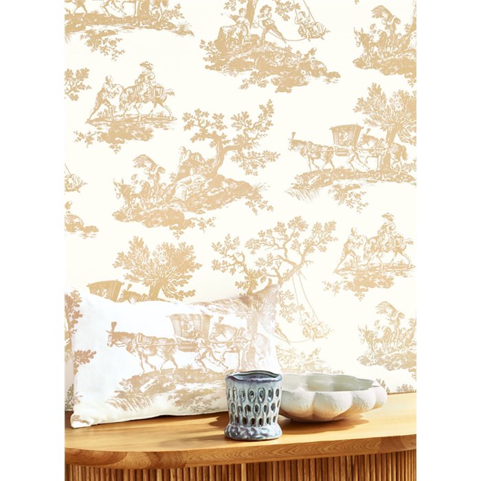 Casadeco|Tapete Toile de Jouy klassisch weiß beige|Les Belles Toiles de Jouy