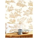 Tapete Toile de Jouy klassisch weiß beige - Casadeco Les Belles Toiles de Jouy 201691313