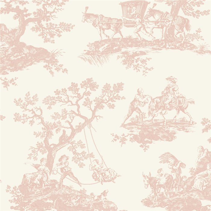 Casadeco|Classic Toile de Jouy wallpaper in white pink|Les Belles Toiles de Jouy
