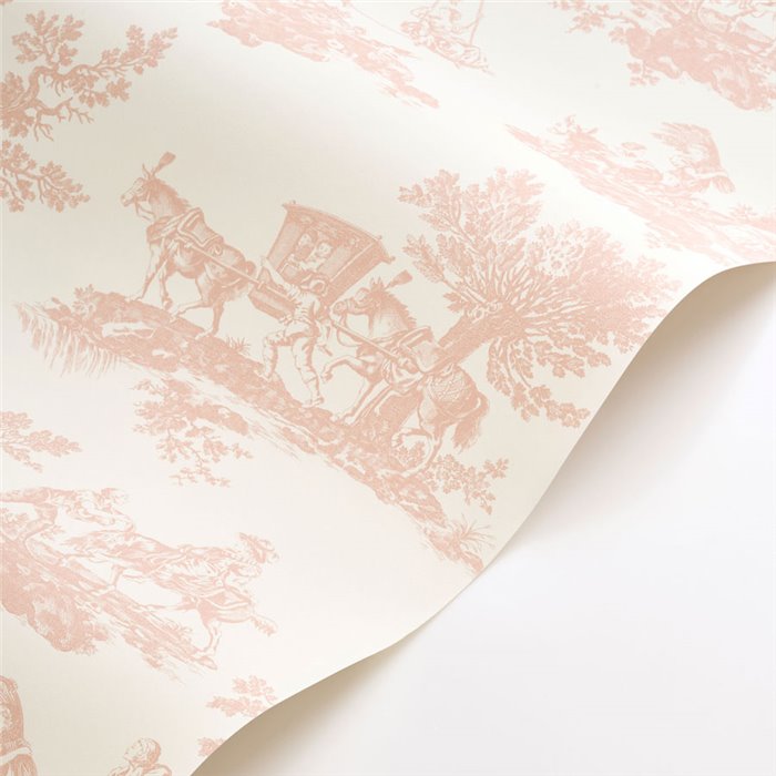 Papier peint Toile de Jouy classique blanc rose - Casadeco Les Belles Toiles de Jouy 201694114
