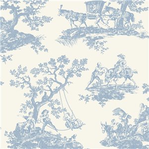 Papier peint Toile de Jouy classique blanc noir - Casadeco Les Belles Toiles de Jouy 201699310