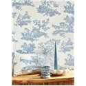 Papier peint Toile de Jouy classique blanc bleu - Casadeco Les Belles Toiles de Jouy 201696202