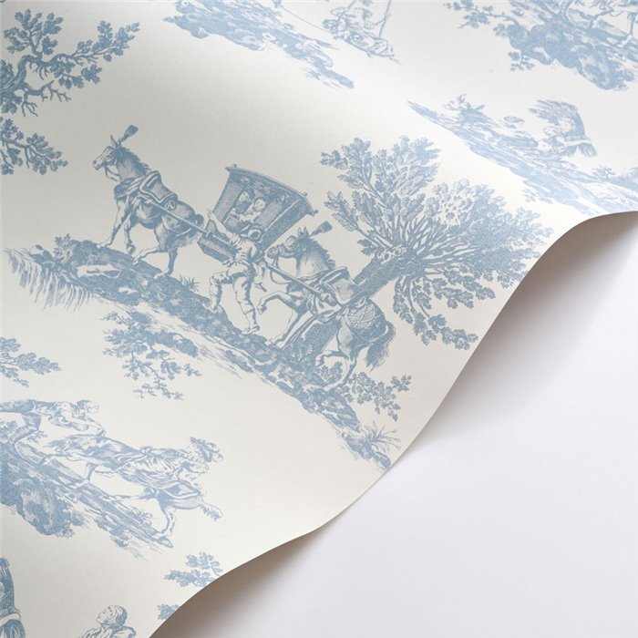 Tapete Toile de Jouy klassisch weiß blau - Casadeco Les Belles Toiles de Jouy 201696202