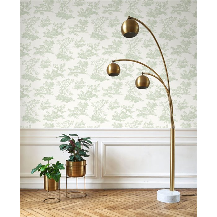 Papier peint Toile de Jouy classique blanc vert - Casadeco Les Belles Toiles de Jouy 201697117