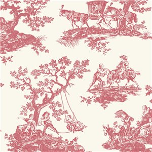 Papier peint Toile de Jouy classique blanc noir - Casadeco Les Belles Toiles de Jouy 201699310