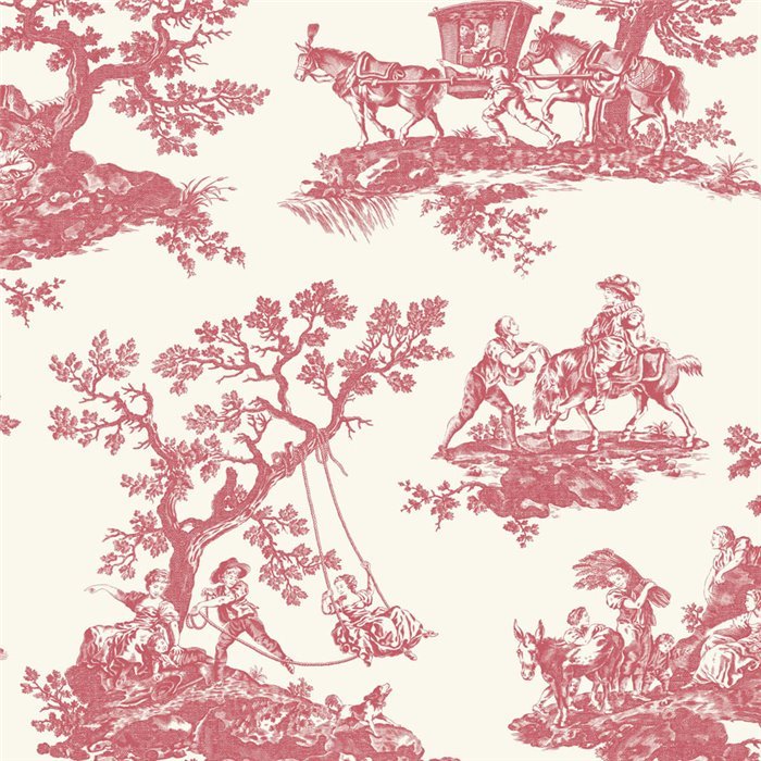 Casadeco|Classic Toile de Jouy wallpaper in white red|Les Belles Toiles de Jouy