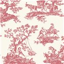 Papier peint Toile de Jouy classique blanc rouge - Casadeco Les Belles Toiles de Jouy 201698585