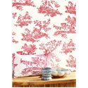 Papier peint Toile de Jouy classique blanc rouge - Casadeco Les Belles Toiles de Jouy 201698585