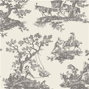 Papier peint Toile de Jouy classique blanc bleu - Casadeco Les Belles Toiles de Jouy 201696202