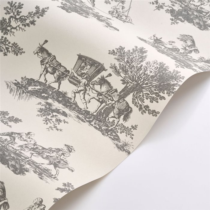 Casadeco|Tapete Toile de Jouy klassisch weiß schwarz|Les Belles Toiles de Jouy