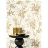 Classic floral bamboo and rose wallpaper in white beige - Casadeco Les Belles Toiles de Jouy 201701303