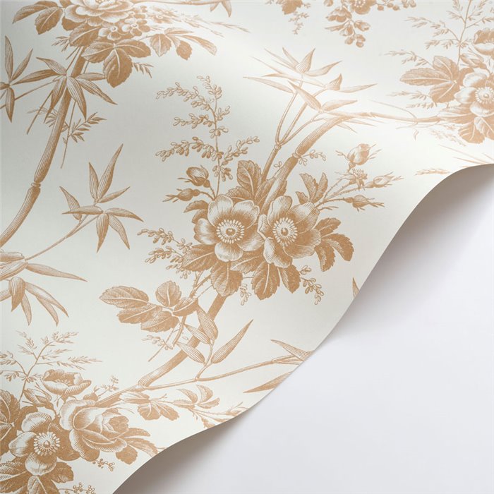 Tapete klassisch floral bambus und rosen weiß beige - Casadeco Les Belles Toiles de Jouy 201701303