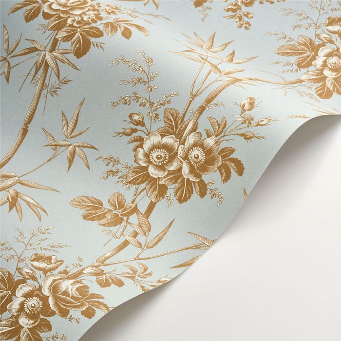 Tapete klassisch floral bambus und rosen blau - Casadeco Les Belles Toiles de Jouy 201706363