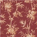Casadeco|Papier peint classique floral bambou et roses rouge|Oriental