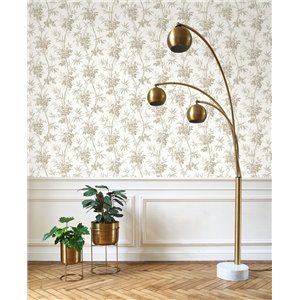 Papier peint classique floral bambou et roses rouge - Casadeco Les Belles Toiles de Jouy 201708778 2