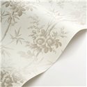 Papier peint classique floral bambou et roses blanc gris - Casadeco Les Belles Toiles de Jouy 201709339