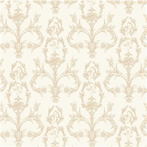 Papier peint baroque floral ornemental jaune - Casadeco Les Belles Toiles de Jouy 201712404