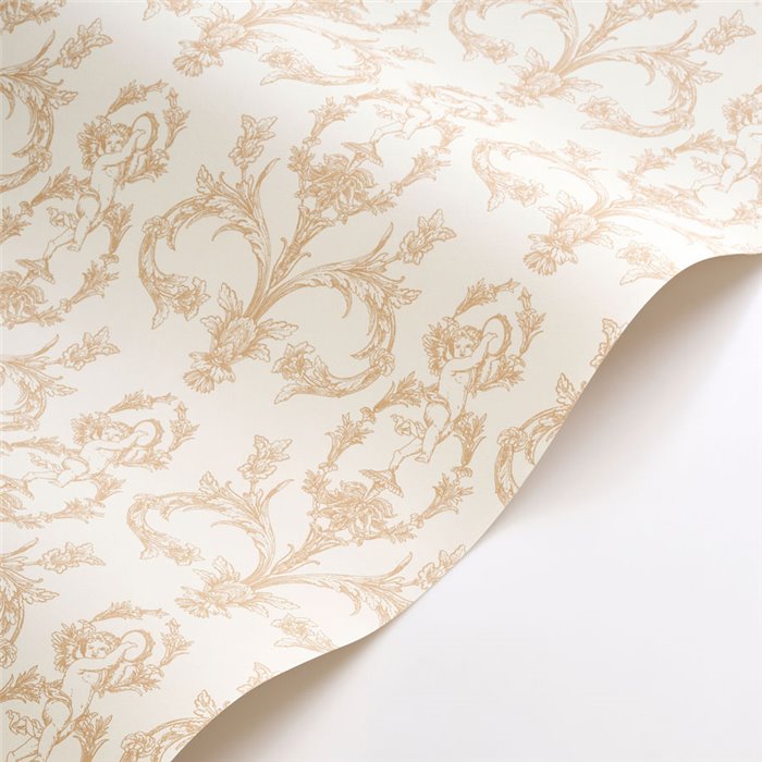 Papier peint baroque floral ornemental blanc beige - Casadeco Les Belles Toiles de Jouy 201711111
