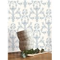 Casadeco|Tapete barock floral ornamental weiß blau|Damast
