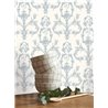 Baroque floral ornamental wallpaper in white blue - Casadeco Les Belles Toiles de Jouy 201716226