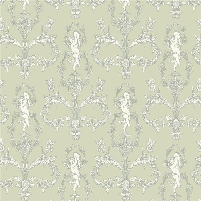 Tapete barock floral ornamental grün - Casadeco Les Belles Toiles de Jouy 201717373