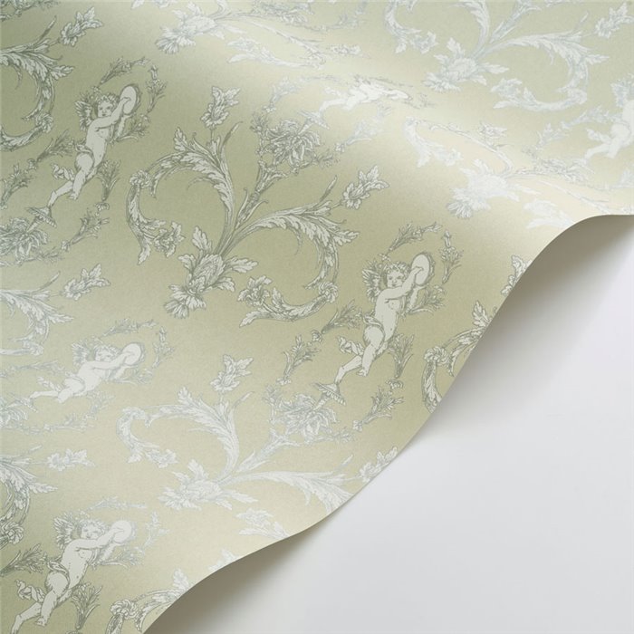 Papier peint baroque floral ornemental vert - Casadeco Les Belles Toiles de Jouy 201717373