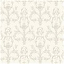 Baroque floral ornamental wallpaper in white grey - Casadeco Les Belles Toiles de Jouy 201719119