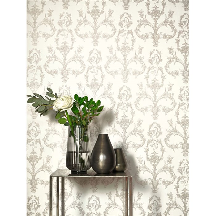 Tapete barock floral ornamental weiß grau - Casadeco Les Belles Toiles de Jouy 201719119