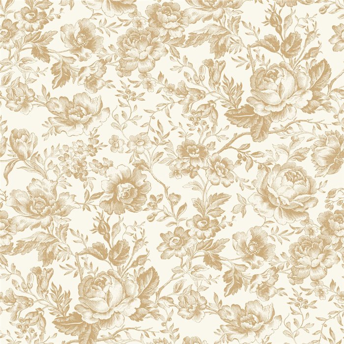Casadeco|Tapete englischer stil rosen weiß beige|Les Belles Toiles de Jouy