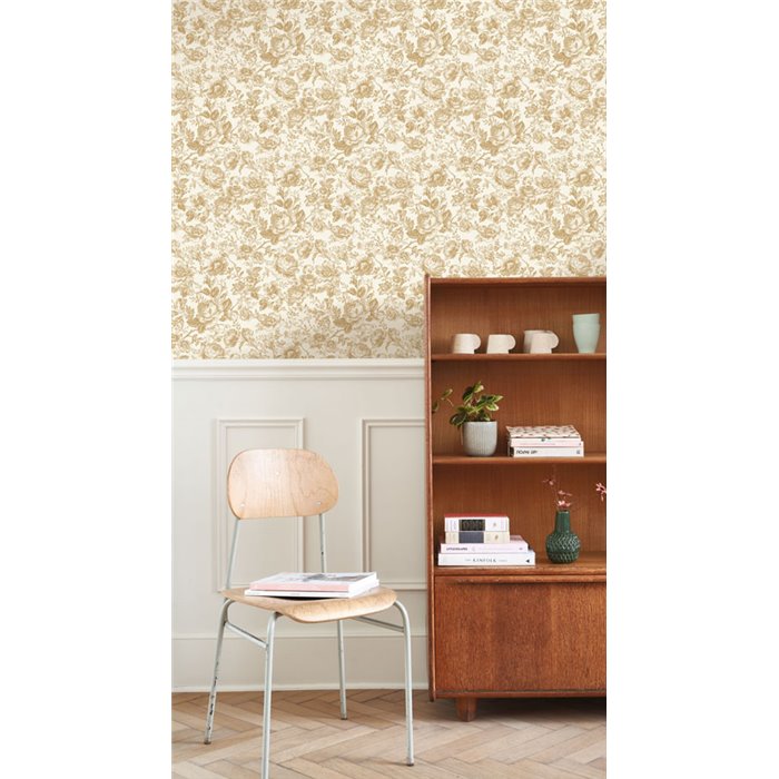 Tapete englischer stil rosen weiß beige - Casadeco Les Belles Toiles de Jouy 201721331