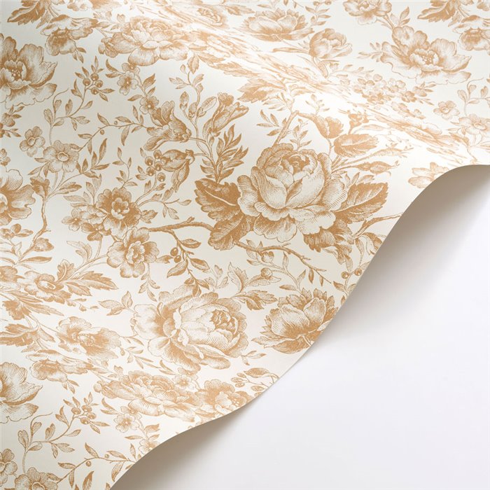 English-style rose wallpaper in white beige - Casadeco Les Belles Toiles de Jouy 201721331