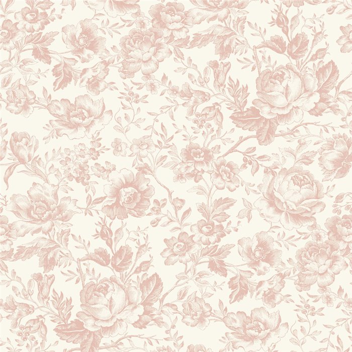 Papier peint style anglais à roses blanc rose - Casadeco Les Belles Toiles de Jouy 201724101