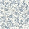 Papier peint style anglais à roses blanc bleu - Casadeco Les Belles Toiles de Jouy 201726505