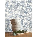 Casadeco|English-style rose wallpaper in white blue|Vintage Flowers