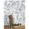 English-style rose wallpaper in white blue - Casadeco Les Belles Toiles de Jouy 201726505