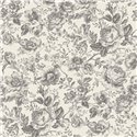 Casadeco|English-style rose wallpaper in white black white|Les Belles Toiles de Jouy