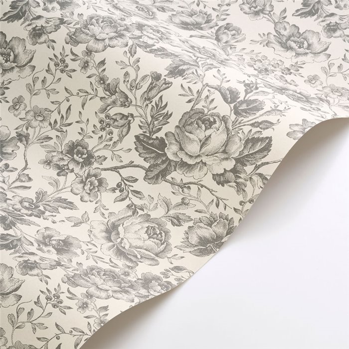 Tapete englischer stil rosen weiß schwarz weiß - Casadeco Les Belles Toiles de Jouy 201729909