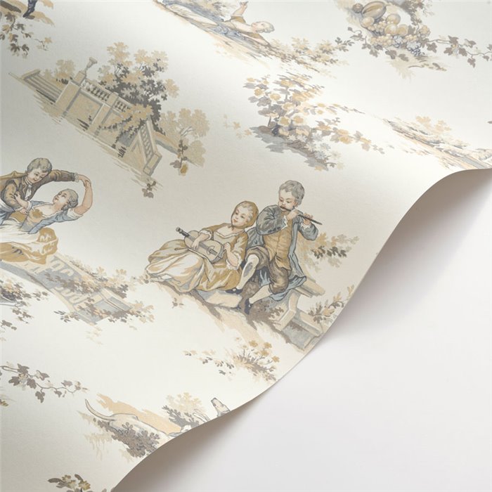 Papier peint Toile de Jouy scènes galantes blanc - Casadeco Les Belles Toiles de Jouy 201731919